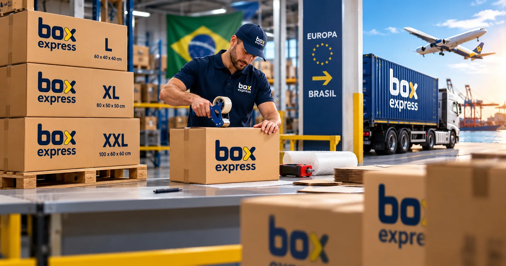 Caixas e soluções de transporte internacional Box Express