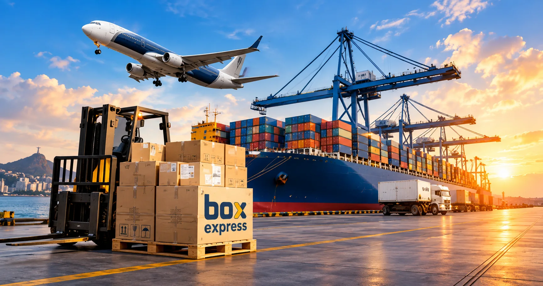 Transporte internacional de bens por via marítima, aérea e rodoviária